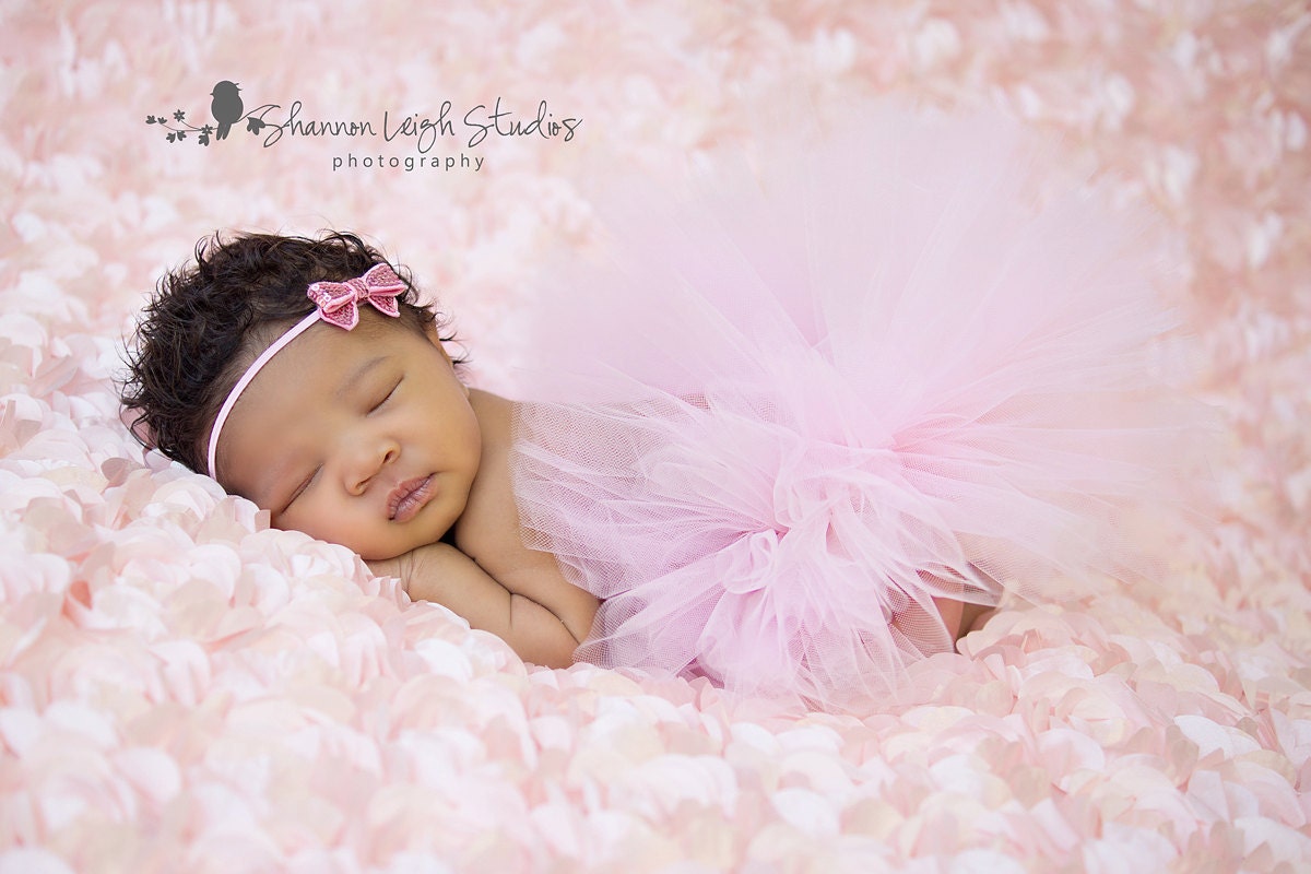 Sweet InnocenceTutu Pale Pink Newborn Tutu Custom Made With Matching Bitty Bow Headband Sweet Newborn Photo Prop