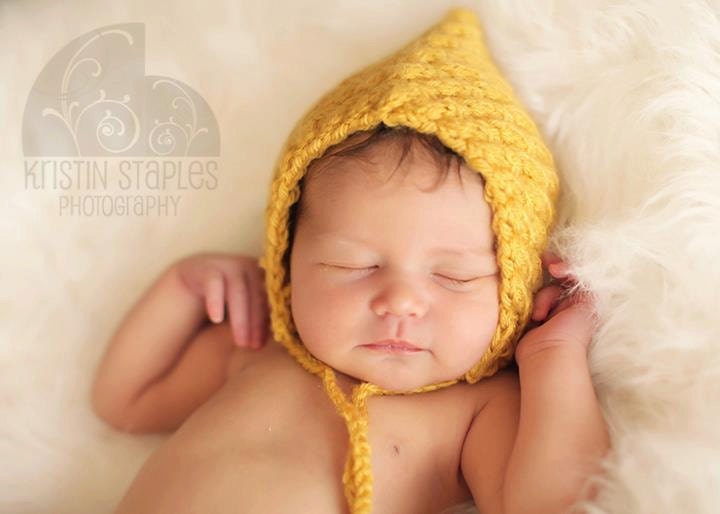 Cabled Newborn Bonnet: Mustard