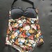 Victorian print w / Polka dots retro swimsuit Size Small or Medium