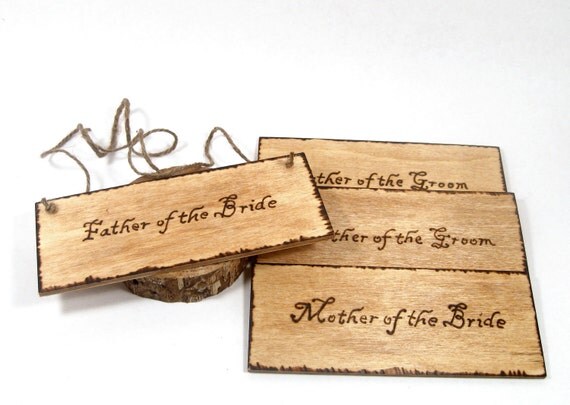 Wedding Chair Signs or Church Pew Markers (Set of 4) Rustic Wedding Outdoor Wedding Seating plan