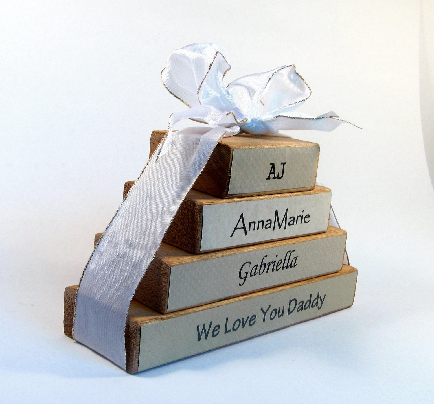 Rustic family name block set. FOUR blocks, custom made for your family. Perfect Grandparent, parent and family gift