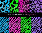 Neon Animal Prints...digital background sheets..8.5x11.. 12 sheets, personal or small commercial use Il_170x135