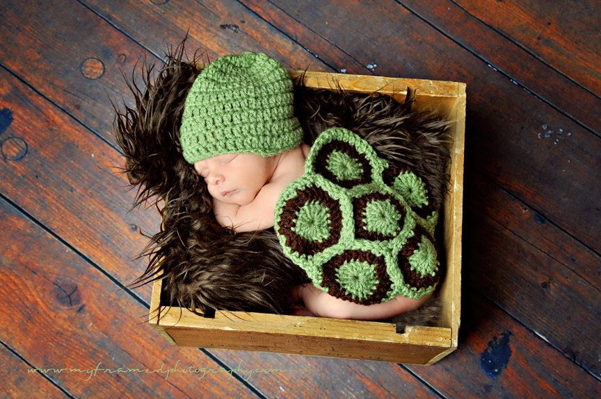 Crochet Newborn Baby Turtle "Tortoise" Set