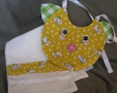 Kitty Cat Baby Bib & Burp Cloth