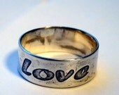 Love ring Sterling silver band etched