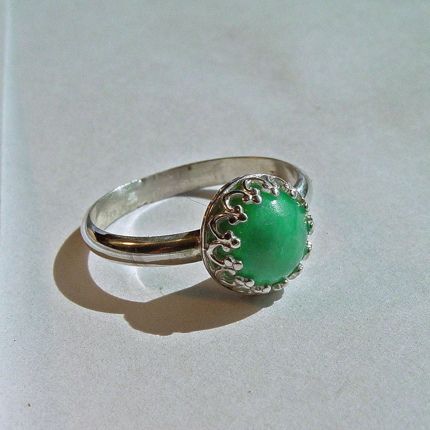 Crown Amazonite stacking ring sterling silver