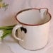 Vintage Enamel Pitcher, Romantic 1930s Farmhouse Shabby Chic Rustic Enamel Chippy 2 Pint Jug Pitcher, Stencil-Sprayed Coral Red Roses