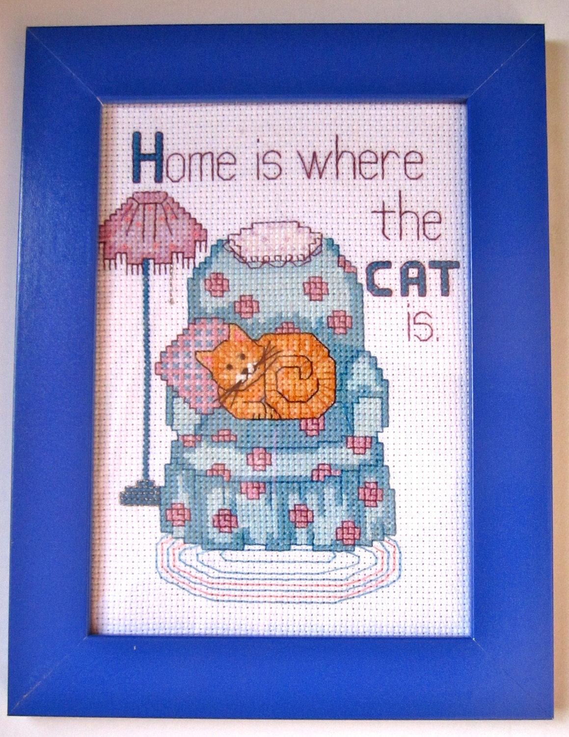 Home is Where the Cat Is - Framed Cross Stitch (5x7 in.)