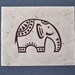 Brown Elephant Print on Handmade Off-White Paper - 10" x 8"