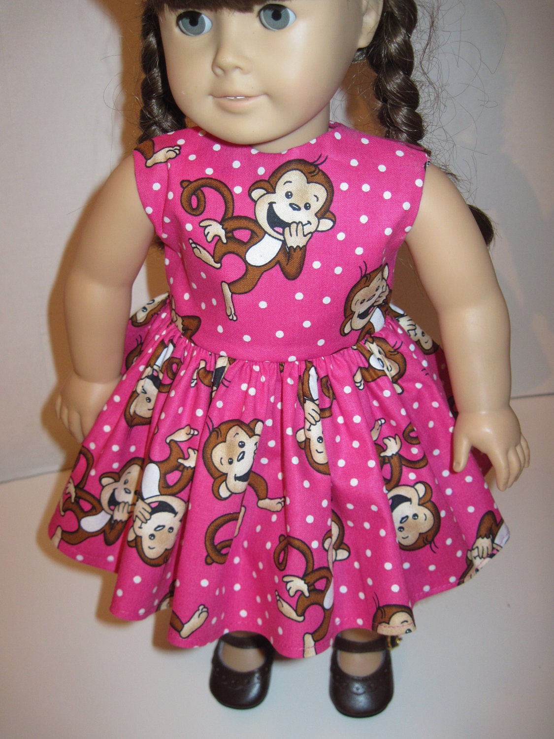 American Girl Doll Clothes Hot Pink Dress w Cute Monkeys Also For Most 18 Inch Dolls