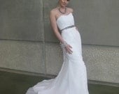 Custom One of a Kind Wedding Dress - Grecian Beach Wedding Gown - mermaid shape white pleated chiffon