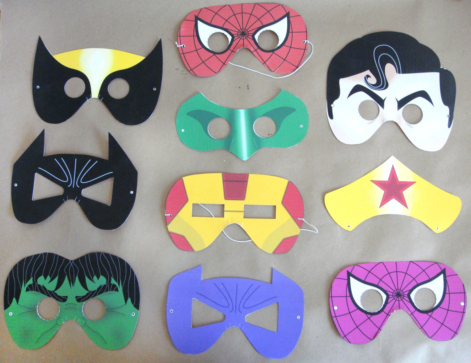 6 SUPERHERO MASKS printable .pdf files. Choose SIX mask designs. Craft Project.