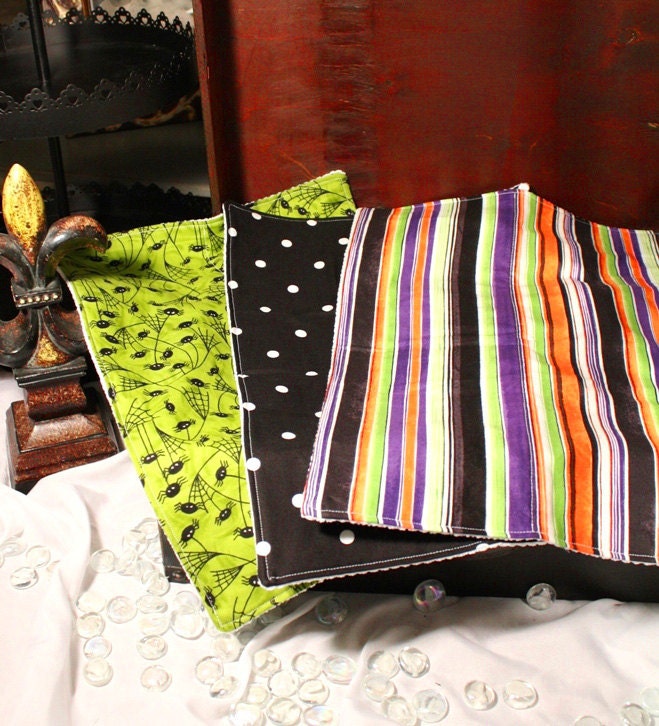Designer Fabric Baby burp cloths - Halloween Set of 3
