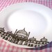 Illustrated Porcelain Plate, Brighton Pavilion Drawing, Black and White Decorative Plate