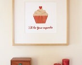 I'll Be Your Cupcake - Lino Print - 30cm x 30cm
