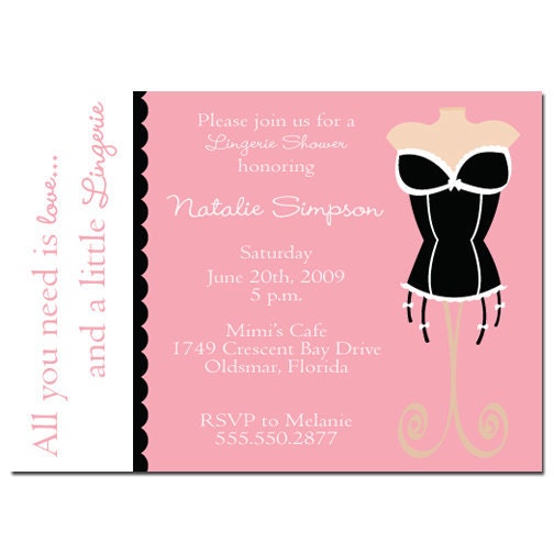 Lingerie Corset - Bridal Shower or Bachelorette Invitation - Pink