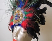 Feather Headdress with Peacock Applique