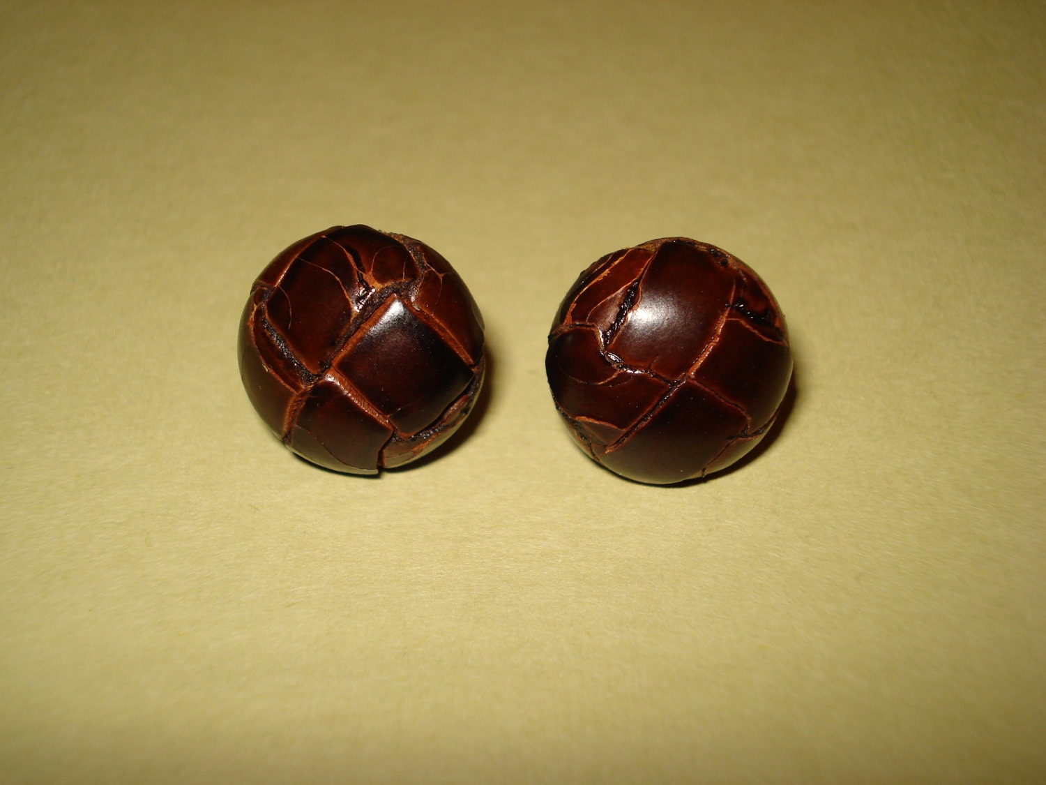 Funky Vintage Leather Button Earrings- A Gentle-lady's Find, leather jewelry, vintage jewelry