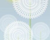 Dandelions (8" x 12" geometric print of abstract white dandelion seeds)