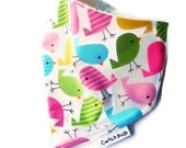 SPRING BIRDS Bandana Bib with Super Absorbent Bamboo Terry - A Great Baby Gift Idea by Cwtch Bugs