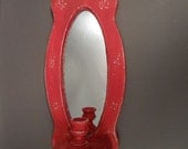 Red Shabby Chic Mirror Candle Holder Sconce Coastal Cottage Country Farmhouse Home Decor Romantic Valentines Day Gift For Her