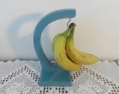 Rustic Aqua Turquoise Teal Banana Stand Wooden Distressed Hanger Kitchen Organizer Beach Cottage Coastal Living Home Decor Shabby Chic Wood