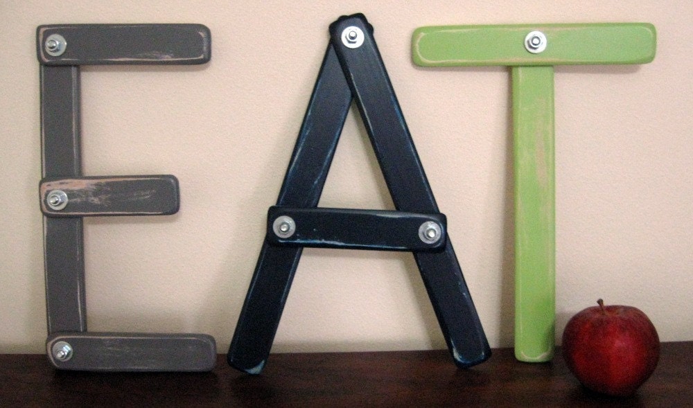 large Letter home decor wedding ... three LaRGe Letters E A T .. you choose colors