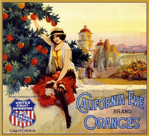 Los Angeles California Eve Orange Citrus Fruit Crate Label Art Print