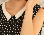 Delicate Silver Bracelet,  Thin and feminine, Minimum Jewelry,  rolo chain, everyday jewelry - Fifi LaBonge-