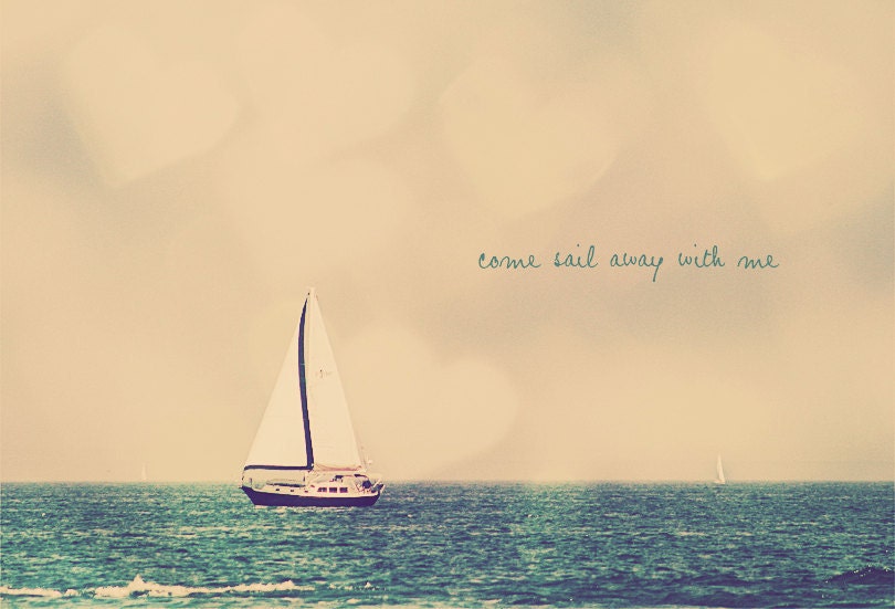 Sailboat Photo Art Print Sea Ocean Water Blue (Version 1) - 8 x 12
