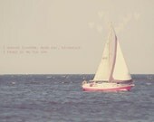 Sailboat Voyage Photo Art Print Ocean Sea Love Pink Lavender Purple Blue Sailing - 8 x 12