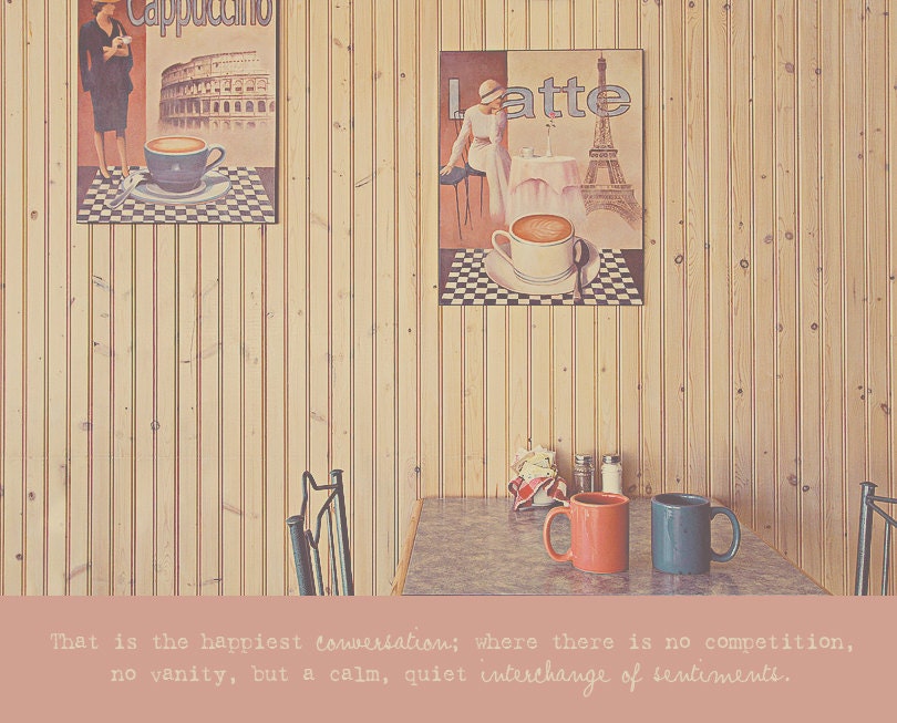 Coffee Tea Conversation Photo Art Print Cafe Latte Cappuccino Paris Rome France Italy - 8 x 10