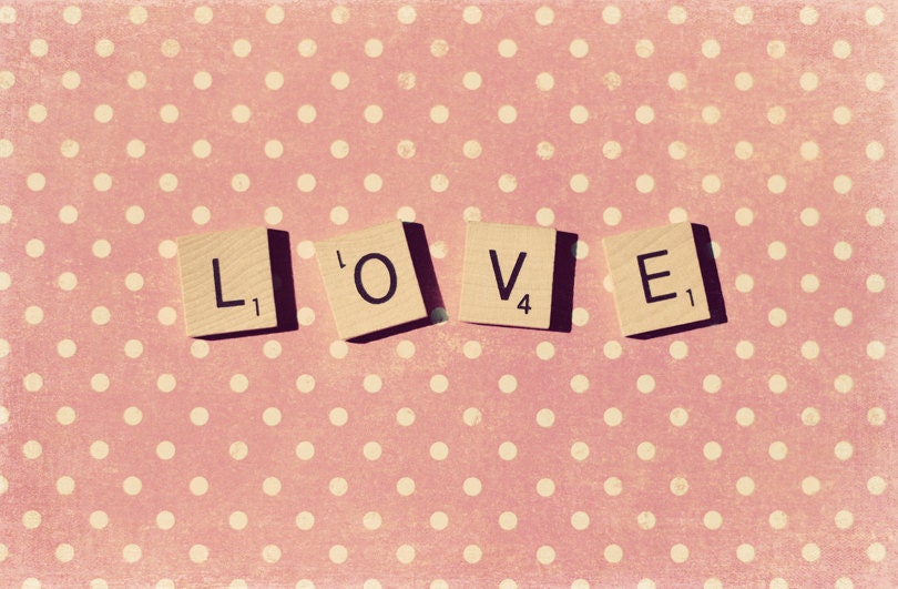Pink Candy Scrabble Photo Art Print Stripes - 8 x 10