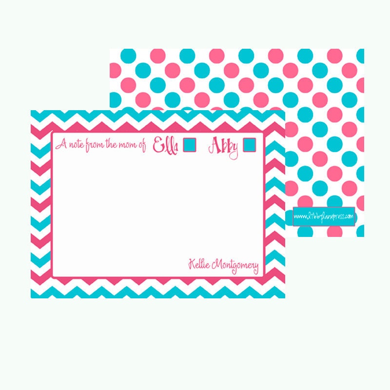 From the MOM of Notecards, Personalized Stationery, Chevron, Set of 25-printed flat cards and envelopes by Libby Lane Press