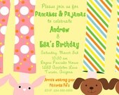 PANCAKES & PAJAMAS-Birthday Invitation for TWINS, Printable by Libby Lane Press