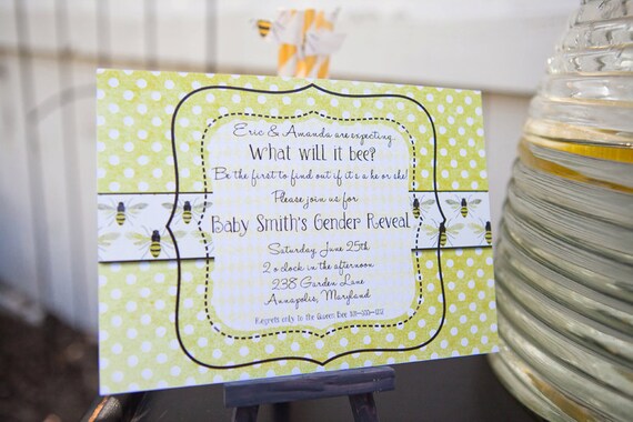Honeybee GENDER REVEAL Invitation, What will it BEE - As Seen on Hostess with the Mostess Il_570xn
