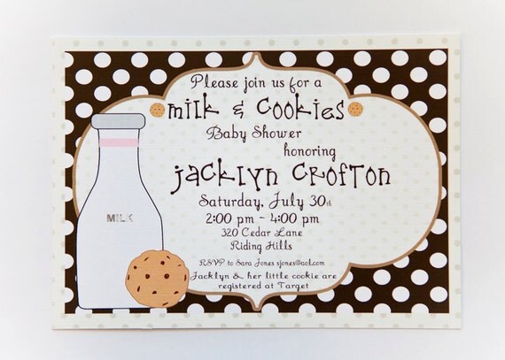 Milk and Cookies Baby Shower Invitation, Custom and printable Il_570xn