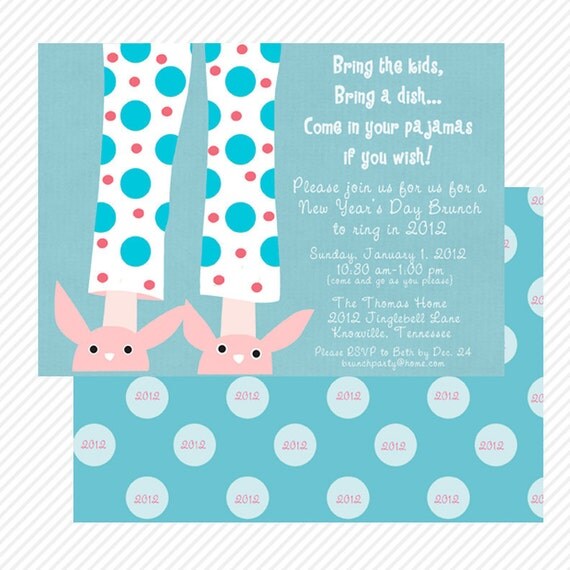 BRUNCH invitation, PAJAMAS, PRINTABLE by Libby Lane Press Il_570xn