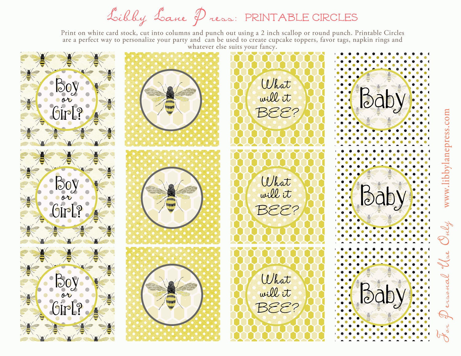 Honeybee Gender Reveal Collection: Printable Party Circles- As Seen on Hostess with the Mostess