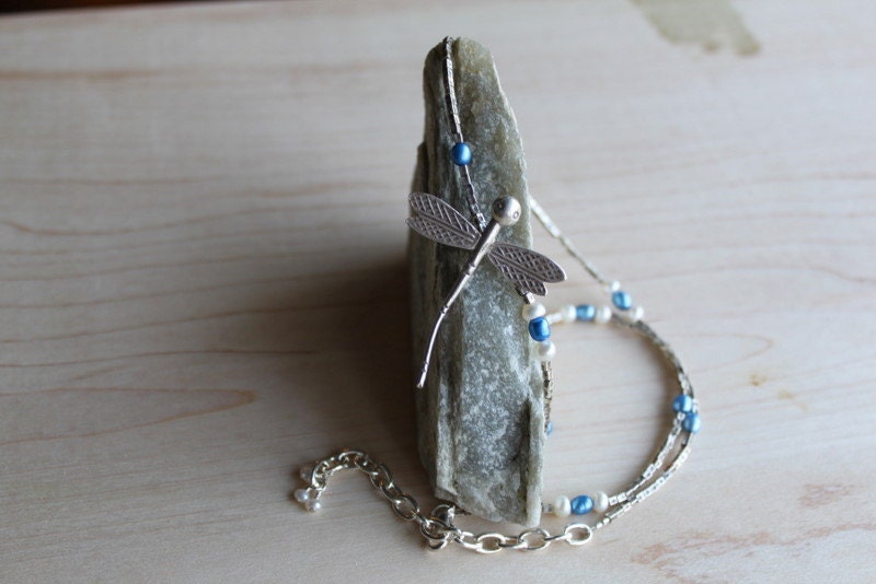 Icy Glacier Sterling Silver Dragonfly Necklace