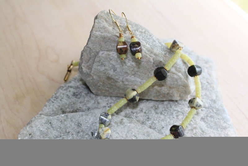 Green Jasper Necklace and Earring Set