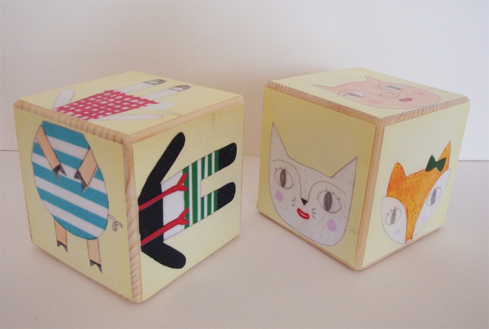 Wooden Blocks - animal mix and match