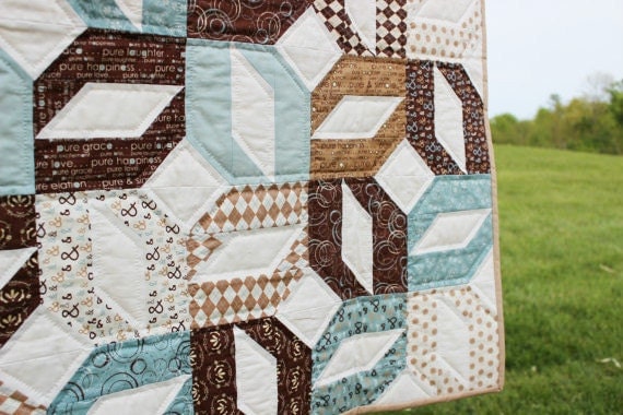 Baby Boy Quilt Hand Quilted Moda's PURE