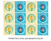 Mermaid and Pirate Birthday Cupcake Toppers Favor Tags Boy and Girl - Printable and Custom