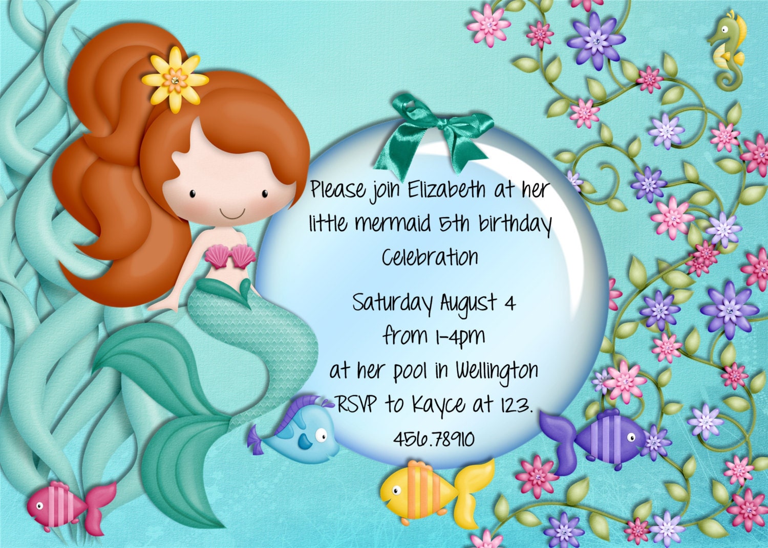 Mermaid Birthday Invitation - Printable and Custom Il_570xn