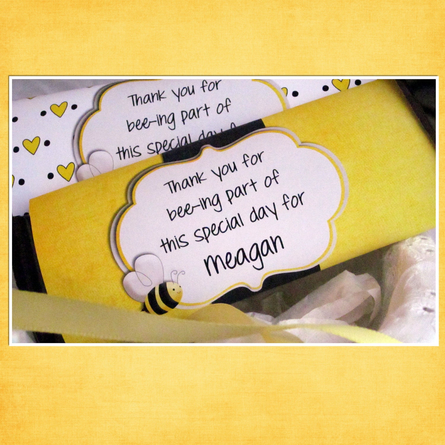 Baby Shower Party Candy Bar Wrapper - Bumble Bee Black Yellow - Custom You Print Il_570xn