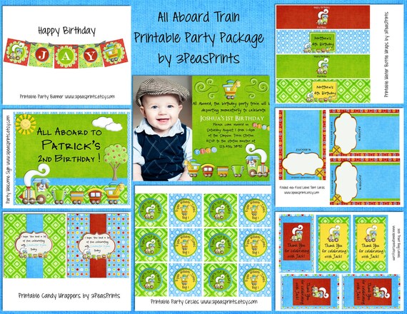 Train Birthday Party Printable Package Il_570xn