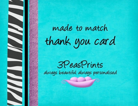 Coordinating Party Thank You Card to Match any Design in My Shop - You Print Il_570xn