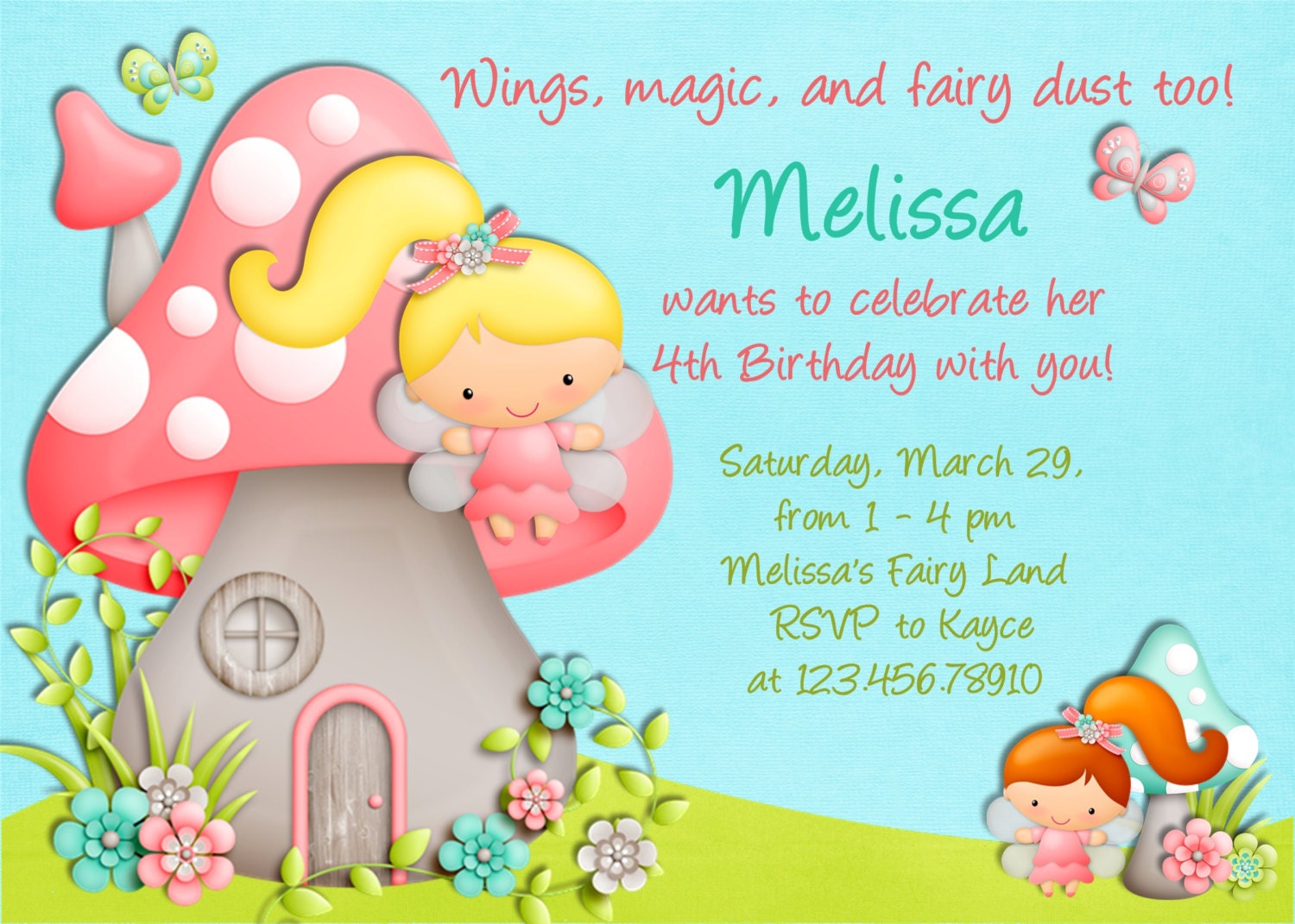 Fairy Birthday Invitation - Printable Custom Fairy Invite Il_570xn
