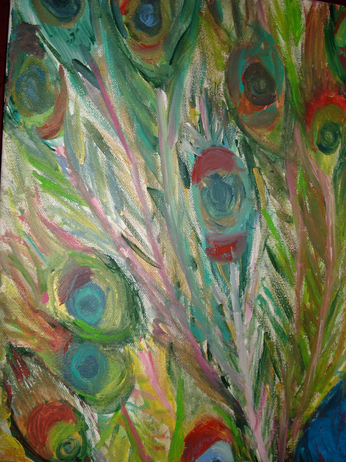 Peacock Acrylic - Abstract - 16x20- "Proud Peter"